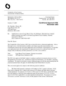 O Comptroller of the Currency Administrator of National Banks Northeastern District Office 340 Madison Ave, 5th Fl New York, N.Y[removed]