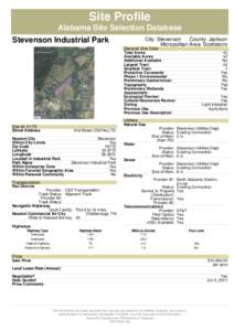 Site Profile Alabama Site Selection Database Stevenson Industrial Park City: Stevenson County: Jackson