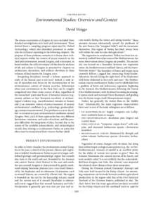 .   chapter eleven  .  Environmental Studies: Overview and Context David Meiggs The rescue excavations at Zeugma in 2000 included three detailed investigations into land and environment. These