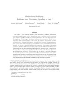 Market-based Lobbying: Evidence from Advertising Spending in Italy Stefano DellaVigna †