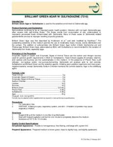 Brilliant Green Agar with Sulfadiazine Product Information Page