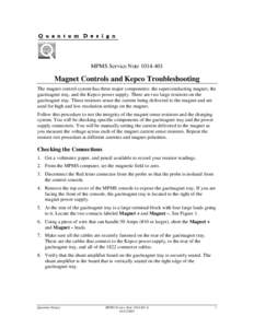 Magnet Controls and Kepco Troubleshooting