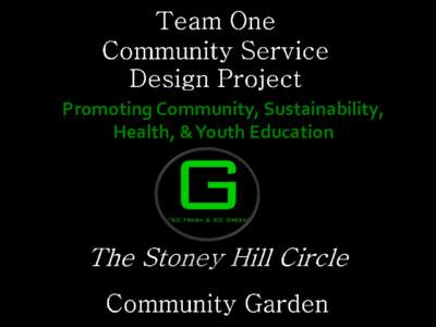 Promoting Community, Sustainability, Health, & Youth Education Team Green Our Team Set Out To help build A Community Garden For Volunteer In Your Community Inc.