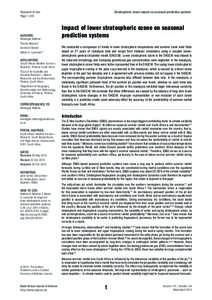 Research Article	 Page 1 of 8 Stratospheric ozone impact on seasonal prediction systems  AUTHORS: