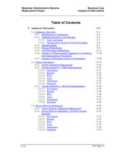 Statewide Administrative Systems Replacement Project Business Case Analysis of Alternatives