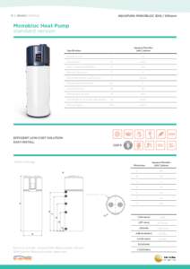 74 | ENERGIE CATALOGUE  AQUAPURA MONOBLOC 300i / 300esm Monobloc Heat Pump standard version