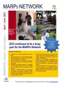 NEWSLETTER - volume 1 - issue number 2 - April— JuneMARPS NETWORK Member organization and MARPs Network Secretariat events