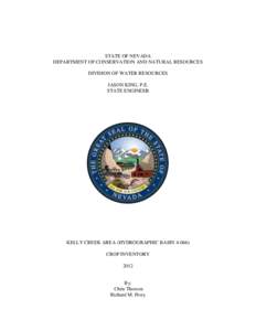 STATE OF NEVADA DEPARTMENT OF CONSERVATION AND NATURAL RESOURCES DIVISION OF WATER RESOURCES JASON KING, P.E. STATE ENGINEER