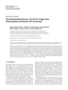 The Relationship between ALA16VAL Single Gene Polymorphism and Renal Cell Carcinoma