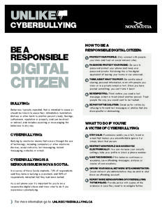 Unlike Cyberbullying - Be a Responsible Digital Citizen