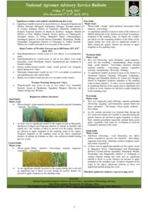 National Agromet Advisory Service Bulletin Friday, 5th April, 2013 (For the period 5th to 9th April, 2013)   