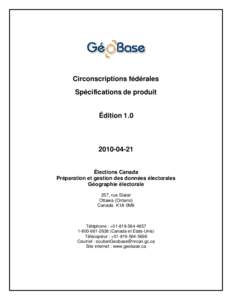 GéoBase - Spécifications de produit