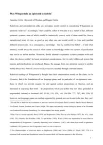 Critical thinking / Cambridge University Moral Sciences Club / Philosophical logic / Philosophical movements / Relativism / Ludwig Wittgenstein / Theory of justification / Rationality / Empiricism / Philosophy / Epistemology / Justification