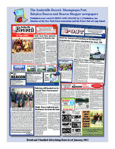 The Amityville Record, Massapequa Post, Babylon Beacon and Beacon Shopper newspapers Published every week IN PRINT AND ONLINE by CJ Publishers, Inc. Member of the New York Press Association and the Press Club of Long Isl