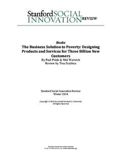 Books  The Business Solution to Poverty: Designing Products and Services for Three Billion New Customers By Paul Polak & Mal Warwick