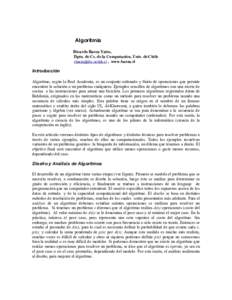 Algoritmia Ricardo Baeza Yates, Dpto. de Cs. de la Computación, Univ. de Chile  , www.baeza.cl  Introducción