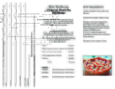 Barbecue Ultimate Fruit Pie Challenge at The Great Allentown Fair on Wednesday, August 31, Ritz Barbecue Ultimate Fruit Pie Challenge The Great Allentown Fair, 302 N. 17th Street, Allentown, PAEXHIBITOR #