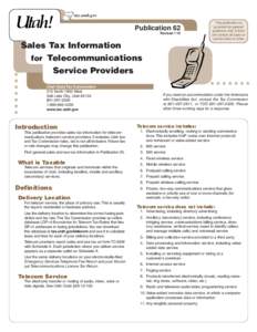 Pub 62, Utah Sales Tax Info for Telecom Service Providers