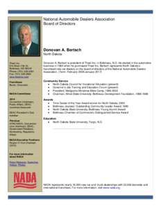 National Automobile Dealers Association Board of Directors Donovan A. Bertsch North Dakota Theel Inc.