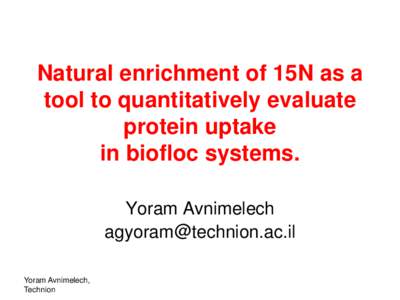 Yoram / Geochemistry / Environmental isotopes / Tilapia / Carbon-13 / Zoology / Fish / Tilapiini / Aquaculture