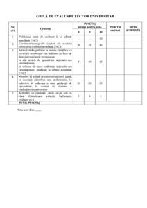 GRILĂ DE EVALUARE LECTOR UNIVERSITAR