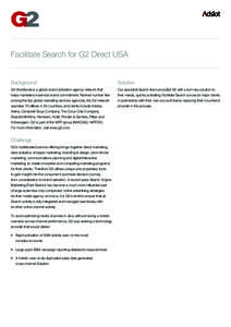 Facilitate Search for G2 Direct USA Background Solution  G2 Worldwide is a global brand activation agency network that