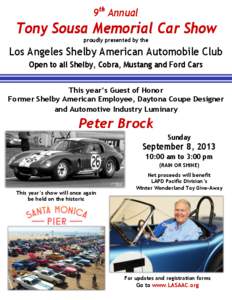 9th Annual  Tony Sousa Memorial Car Show