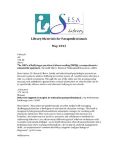    	
   Library	
  Materials	
  for	
  Paraprofessionals	
   	
  