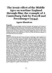 The irenic effect of the Middle Ages on wartime England through film: the example of A