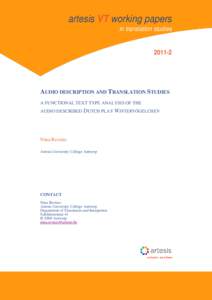 artesis VT working papers in translation studiesAUDIO DESCRIPTION AND TRANSLATION STUDIES