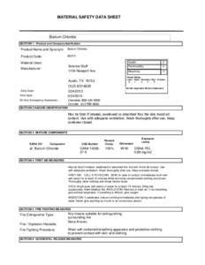 MATERIAL SAFETY DATA SHEET  Barium Chloride SECTION 1 . Product and Company Idenfication  Product Name and Synonym:
