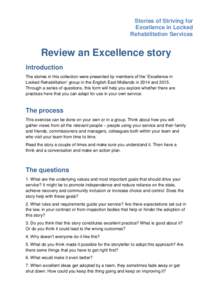 Stories of Striving for Excellence in Locked Rehabilitation Services Review an Excellence story Introduction