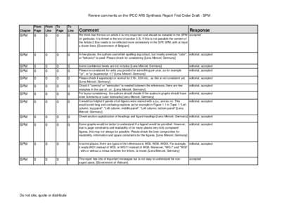 Review comments on the IPCC AR5 Synthesis Report First Order Draft - SPM  Chapter From Page