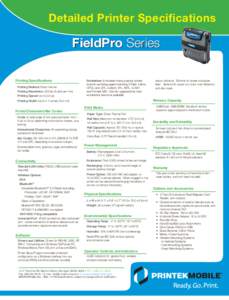 Detailed Printer Specifications  FieldPro Series