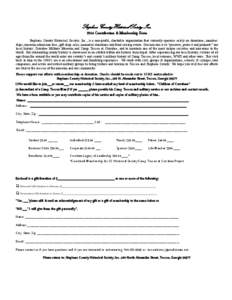 Stephens County Historical Society, Inc[removed]Contribution & Membership Form Stephens County Historical Society, Inc., is a non-profit, charitable organization that currently operates solely on donations, memberships, mu