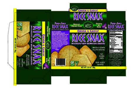 Rice Snax to the rescue! Baked - not fried - and topped with great natural seasonings, these bite-size whole grain crackers are thin, crisp and absolutely scrumptious! Available in 4 yummy flavors, all feature simple, wh