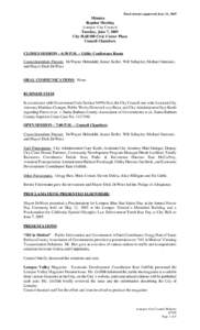 Final minutes approved June 21, 2005  Minutes Regular Meeting Lompoc City Council Tuesday, June 7, 2005