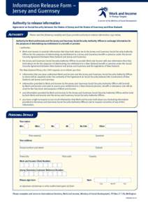 Special Banking Option Jersey and Guernsey - Information Release Form