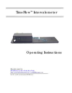 TimeFlow™ Intervalometer  Operating Instructions Manufactured by NCS Products, New York, New York