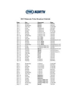 Microsoft Word - Minnesota Twins 2013 FSN sked.doc