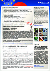 NEWSLETTER JUNE[removed]VOL 7 In this issue (among other topics):   European Commission-funded activities for the benefit of EU companies