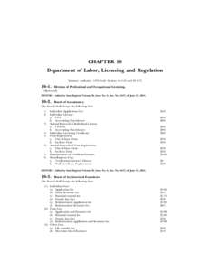 CHAPTER 10 Department of Labor, Licensing and Regulation Statutory Authority: 1976 Code Sectionsand–1.