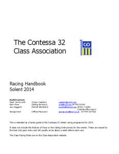 The Contessa 32 Class Association Racing Handbook Solent 2014 Useful Contacts