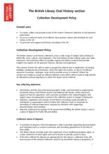 Microsoft Word - Oral History Collection Development Policy[removed]docx
