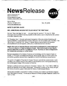 ~  NewsRelease National Aeronautics and Space Administration