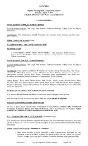 MINUTES Regular Meeting of the Lompoc City Council Tuesday, August 5, 2014 City Hall, 100 Civic Center Plaza, Council Chambers  CLOSED SESSION