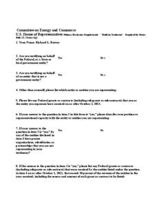 Committee on Energy and Commerce U.S. House of Representatives Witness Disclosure Requirement - 