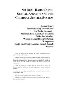 No real harm done : sexual assault and the criminal justice system