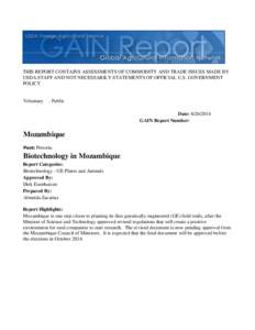 THIS REPORT CONTAINS ASSESSMENTS OF COMMODITY AND TRADE ISSUES MADE BY USDA STAFF AND NOT NECESSARILY STATEMENTS OF OFFICIAL U.S. GOVERNMENT POLICY Voluntary