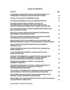 TABLE OF CONTENTS PROJECT: Page  A HIGH-RESOLUTION METEOROLOGICAL DISTRIBUTION MODEL FOR